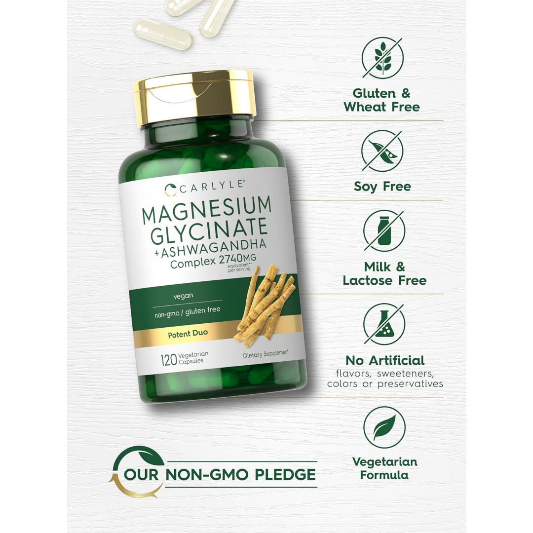 Glicinato de Magnesio + Ashwagandha – Carlyle (120 cápsulas)