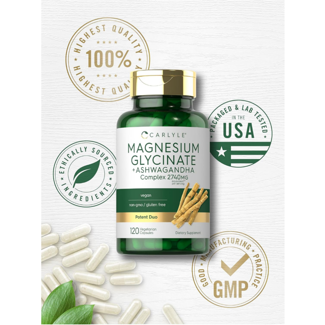 Glicinato de Magnesio + Ashwagandha – Carlyle (120 cápsulas)