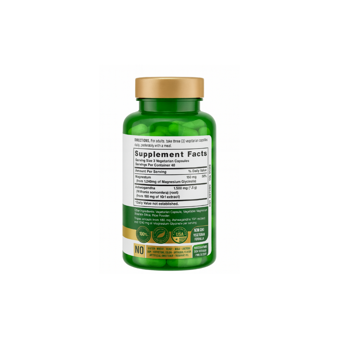 Glicinato de Magnesio + Ashwagandha – Carlyle (120 cápsulas)